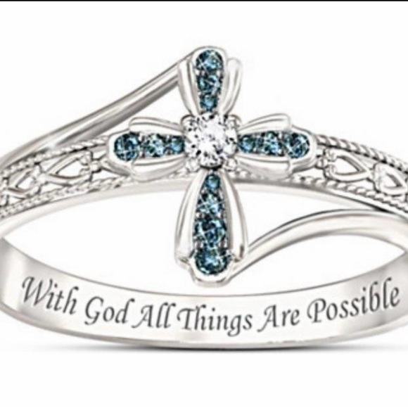 STERLING SILVER CROSS RING - Picture 1 of 2